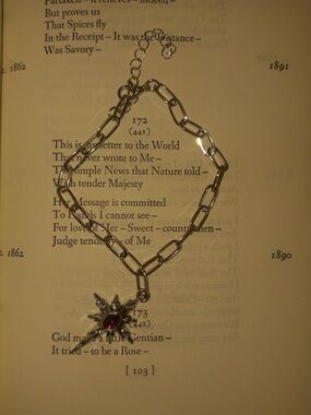 Silver Chain Bracelet with Red Starburst Charm - Women Jewelry